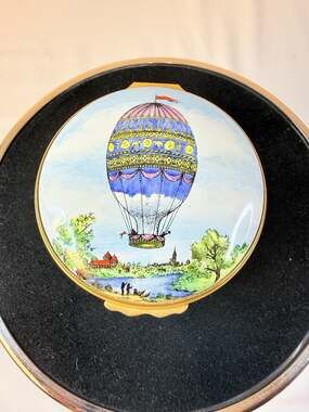 Halcyon Days Enamels Blue Enamel Trinket Box Strasburg 1784 Balloon